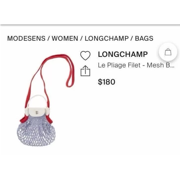 Longchamp Red and White Mesh Bag New! - Picture 2 of 8